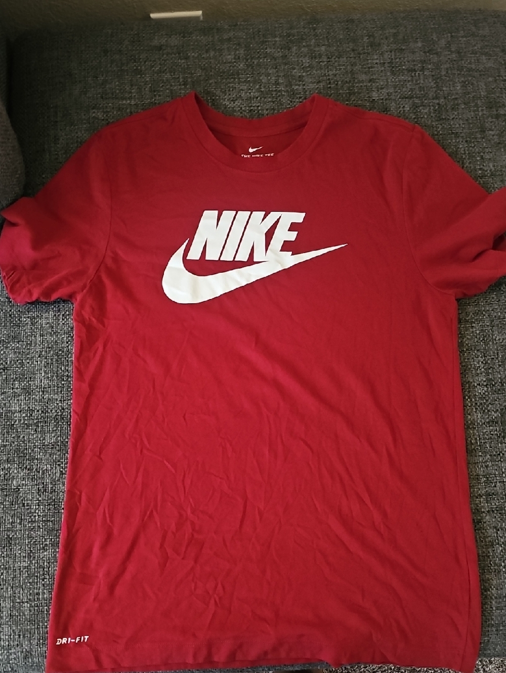 Nike Red Short Sleeve Crew Tee with White Swoosh